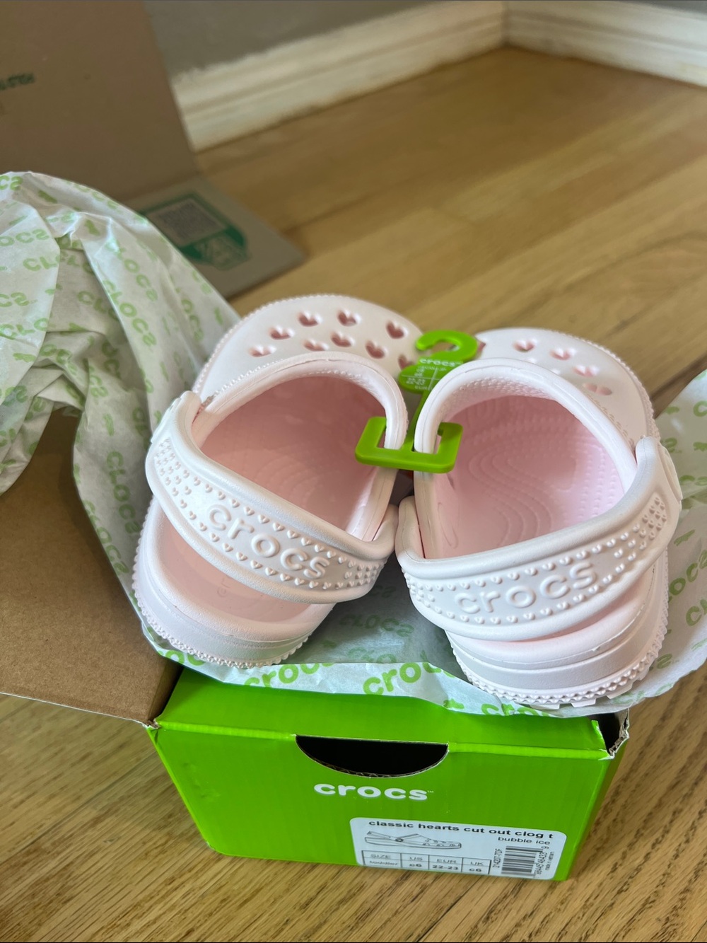 CROCS Kids Light Pink Classic Clogs with Heel Strap